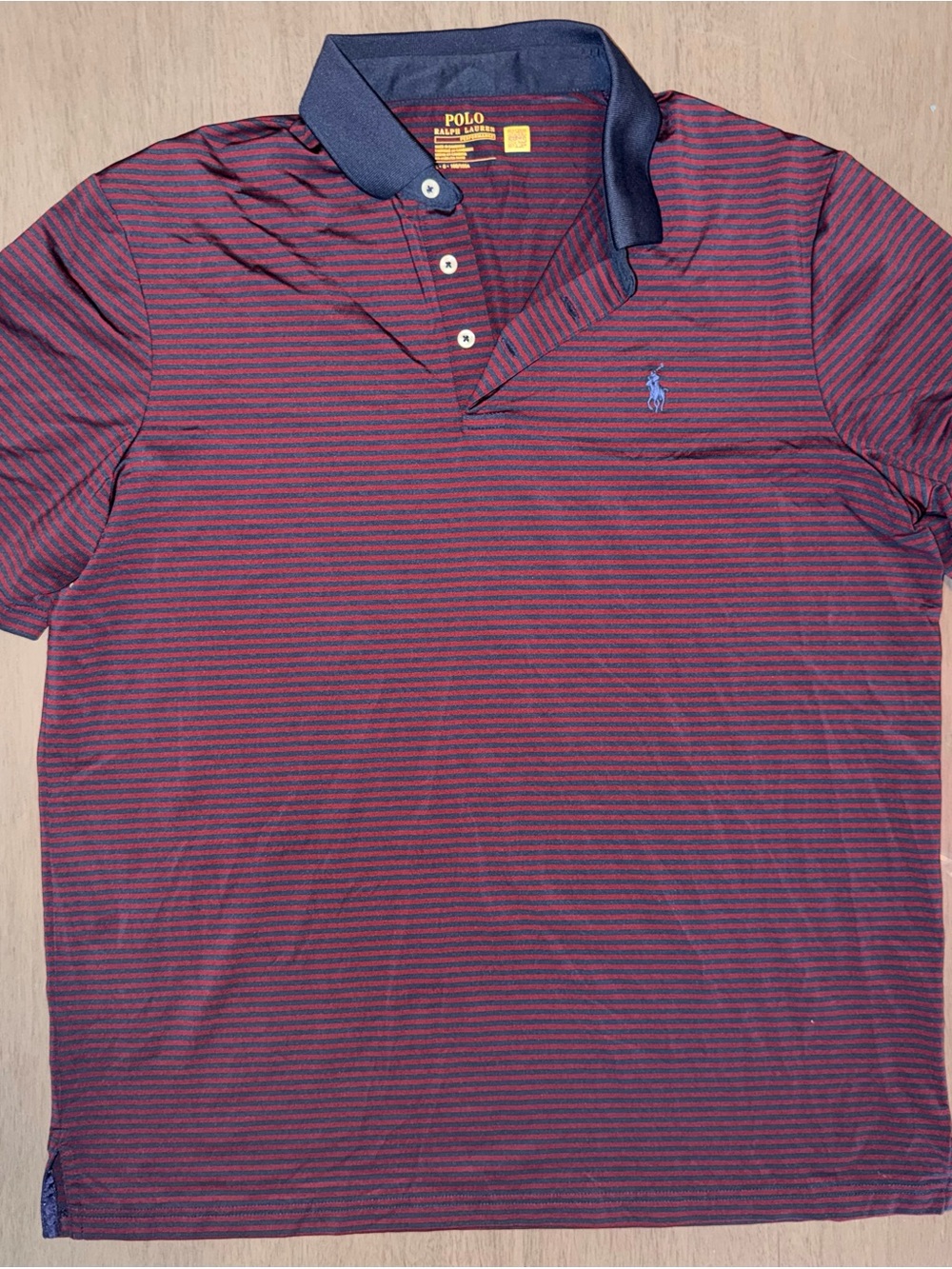 Polo by Ralph Lauren Burgundy and Navy Striped Men’s Polo